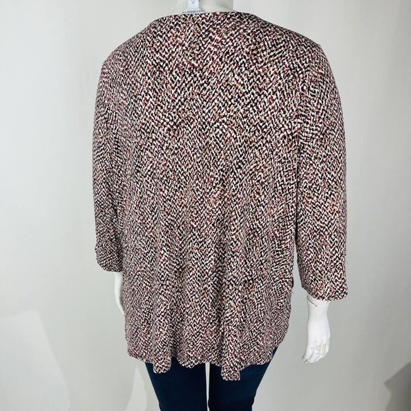 Liz Claiborne Womans Sz 2X Plus Blouse Abstract Brown Top 3/4 Sleeve - Picture 7 of 8